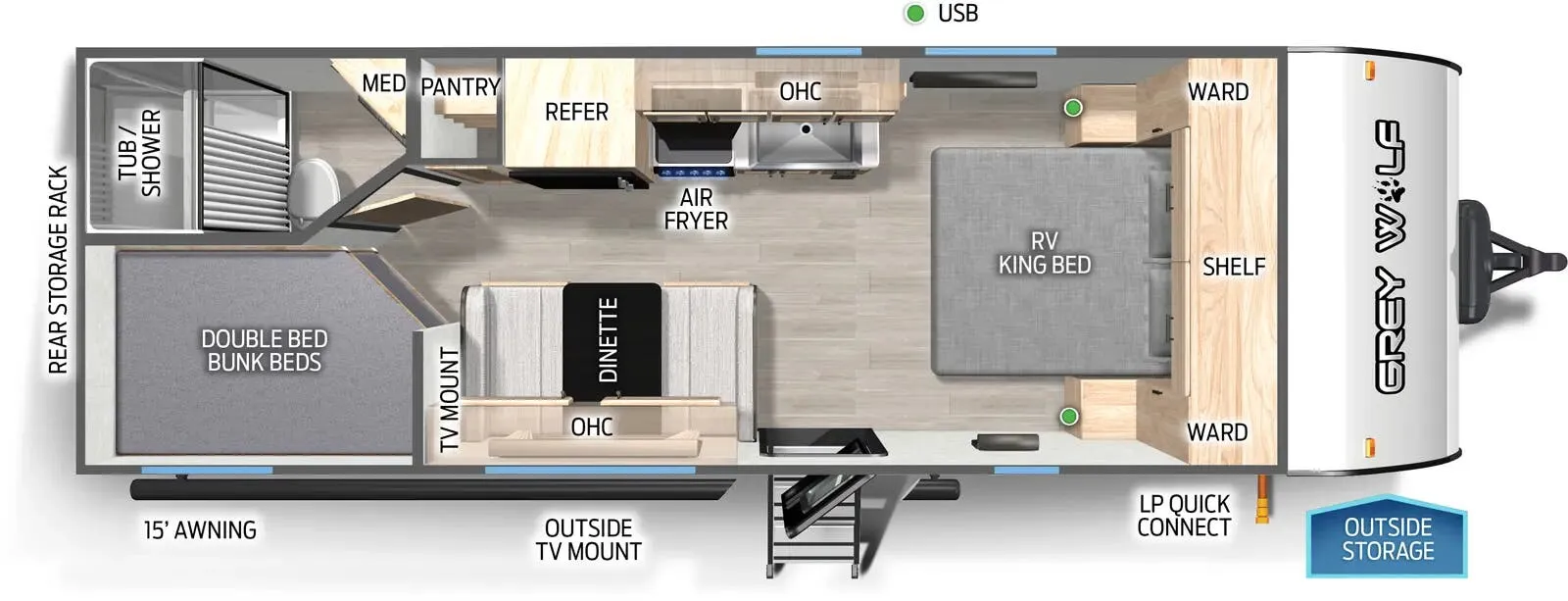 Forest River Cherokee Grey Wolf Black Label 22MKSEBL floor plan