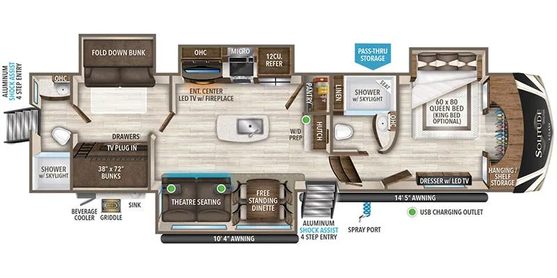 Grand Design Solitude 3950BH-R floor plan