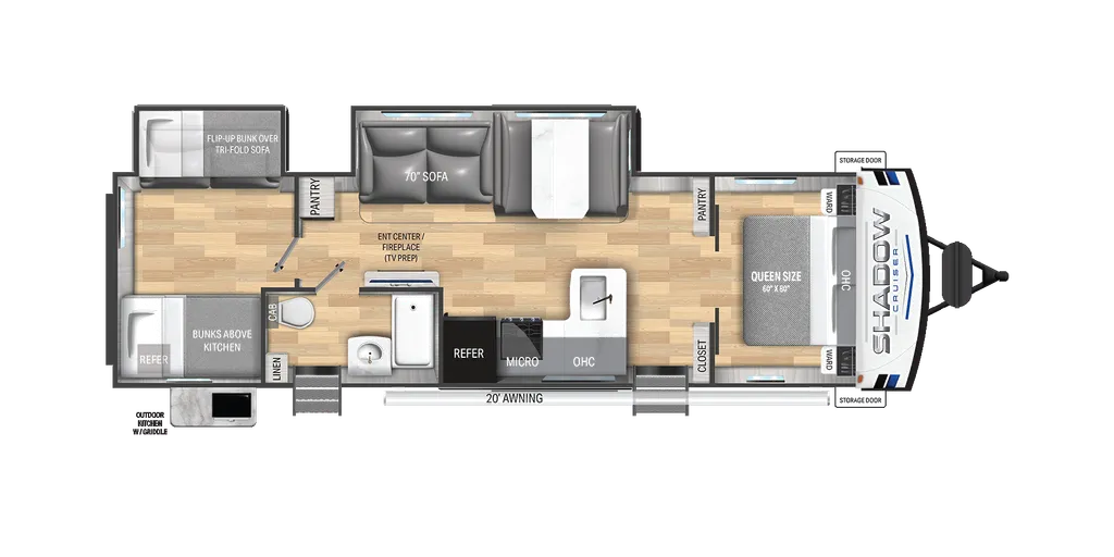2025 Cruiser RV Shadow Cruiser 330BHS floor plan