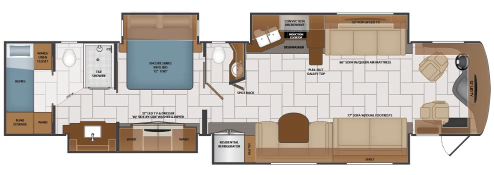 Fleetwood Discovery LXE 44B floor plan