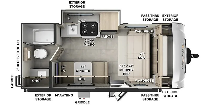 2025 Forest River Rockwood Geo Pro G19FDS - Floor plan