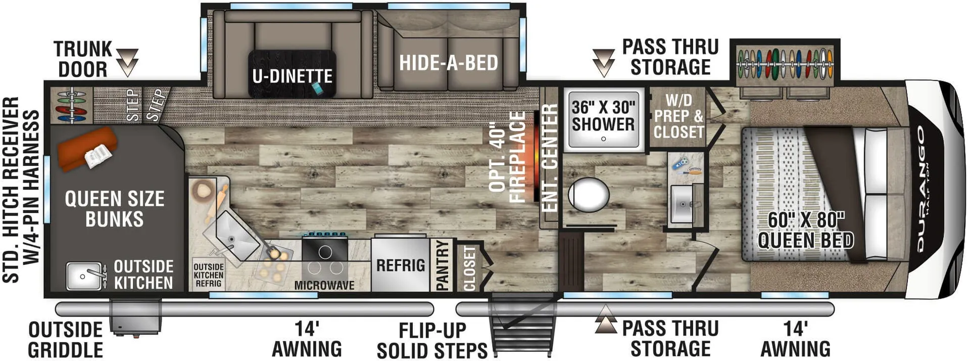 K-Z Durango Half-Ton D286BHD floor plan