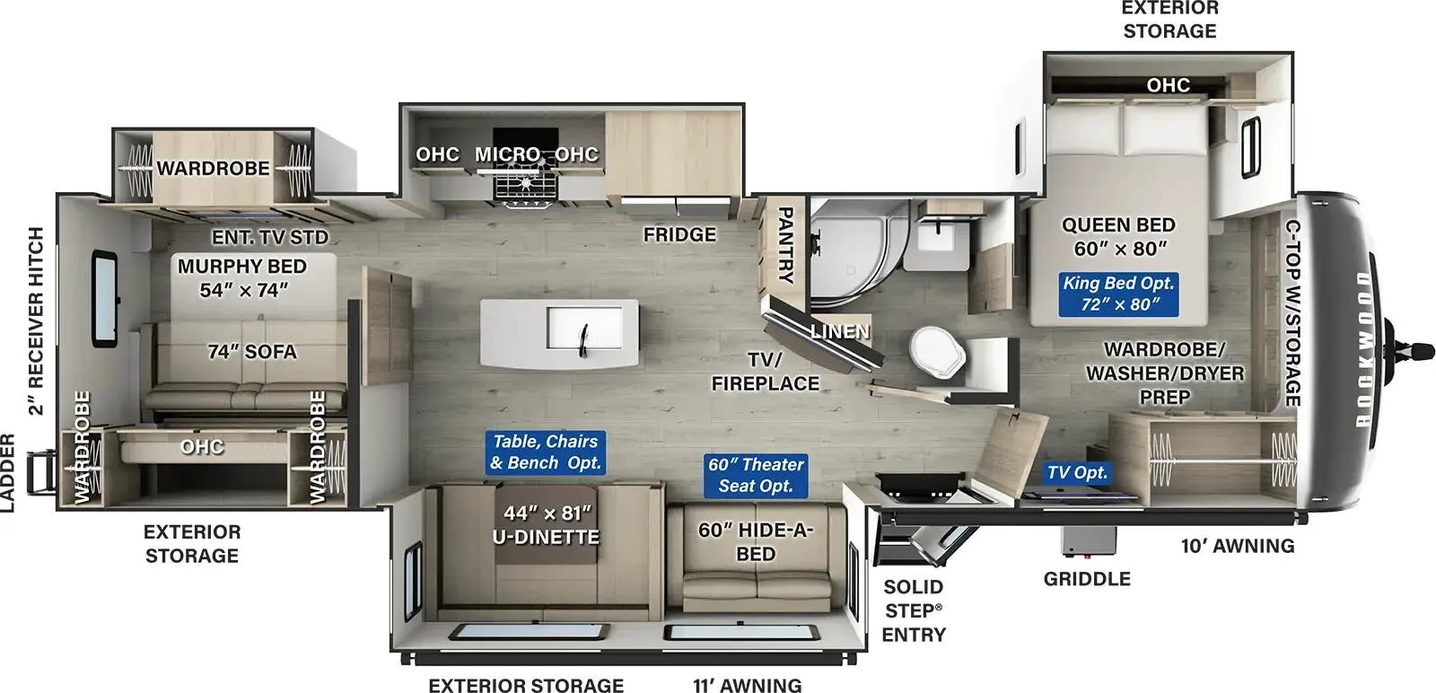 Forest River Rockwood Signature 8338DB floor plan