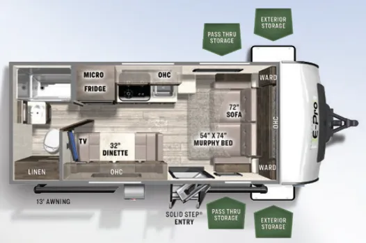 Forest River Flagstaff E-Pro 19FD floor plan