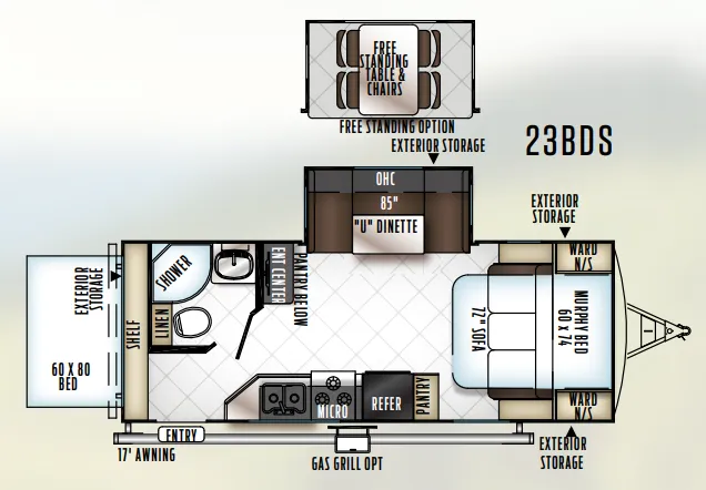 Forest River Rockwood Roo 23BDS floor plan