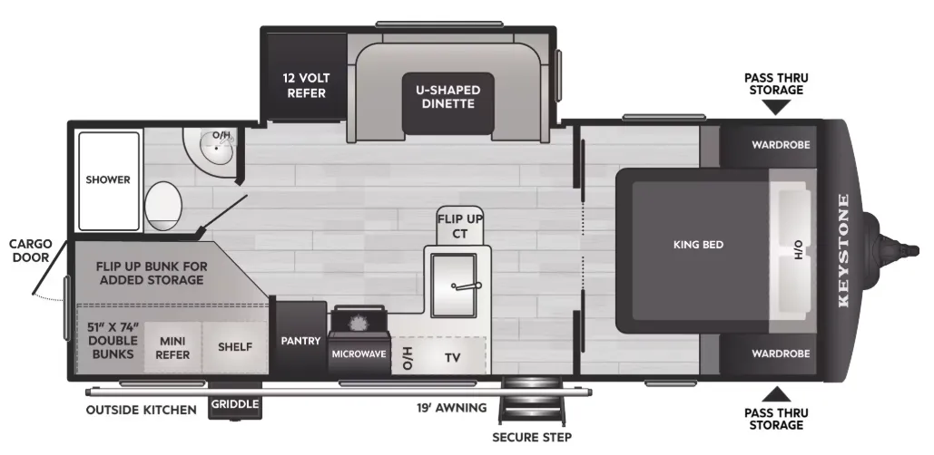 Keystone Bullet Crossfire 2290BH floor plan