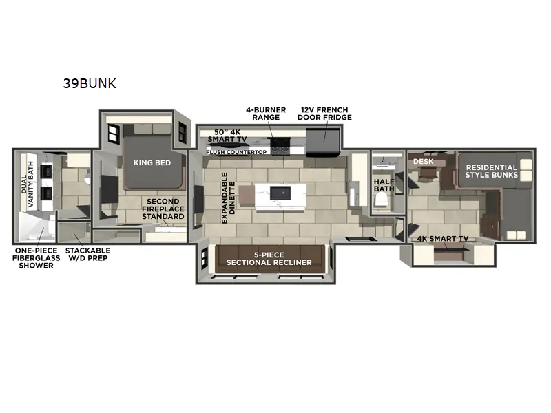 2026 Prime Time Sanibel 39BUNK - Floor plan