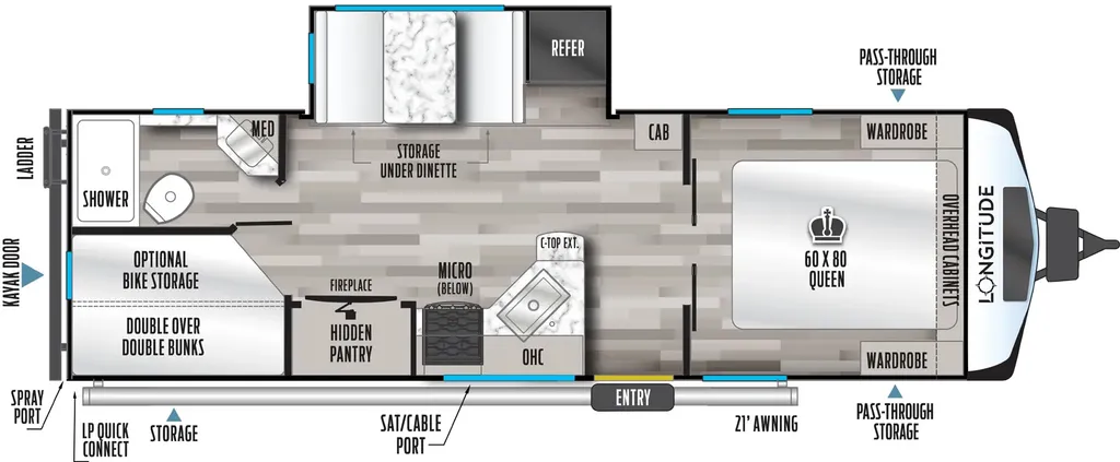 2026 East to West Longitude 255BH floor plan