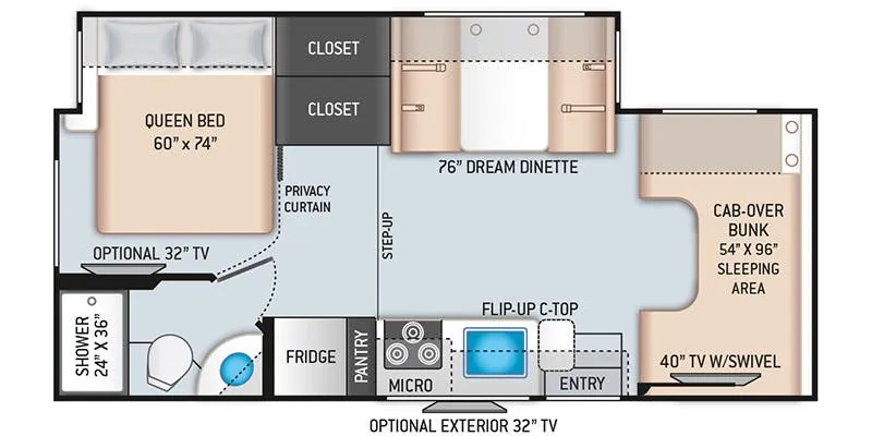 2018 Thor Motor Coach Chateau 24F - Floor plan