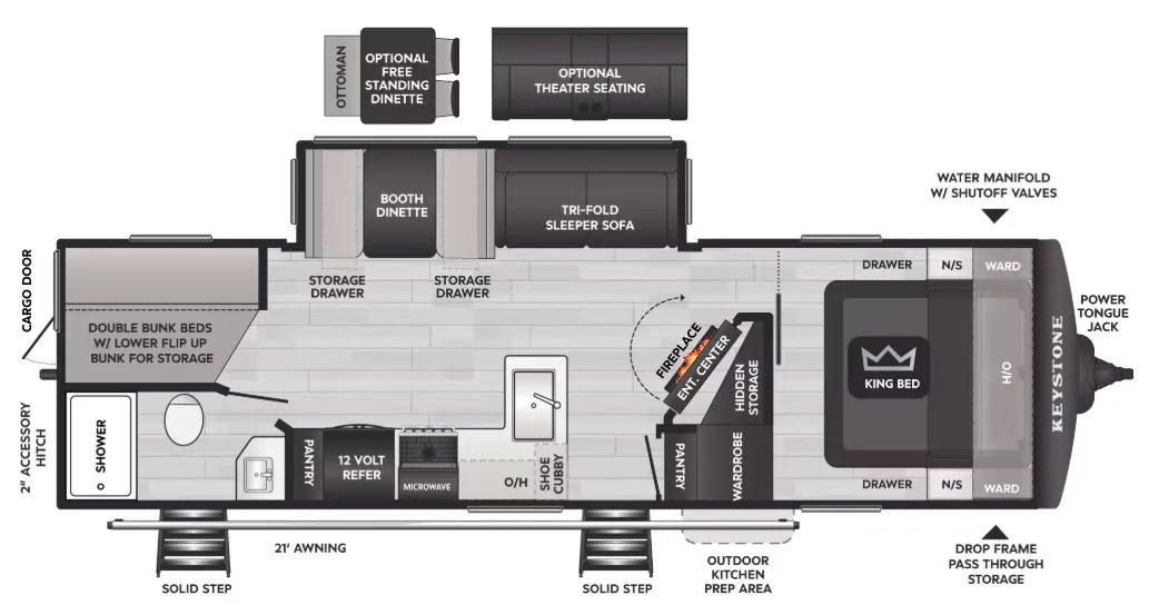 Keystone Cougar Western Elevation 28BHWE floor plan