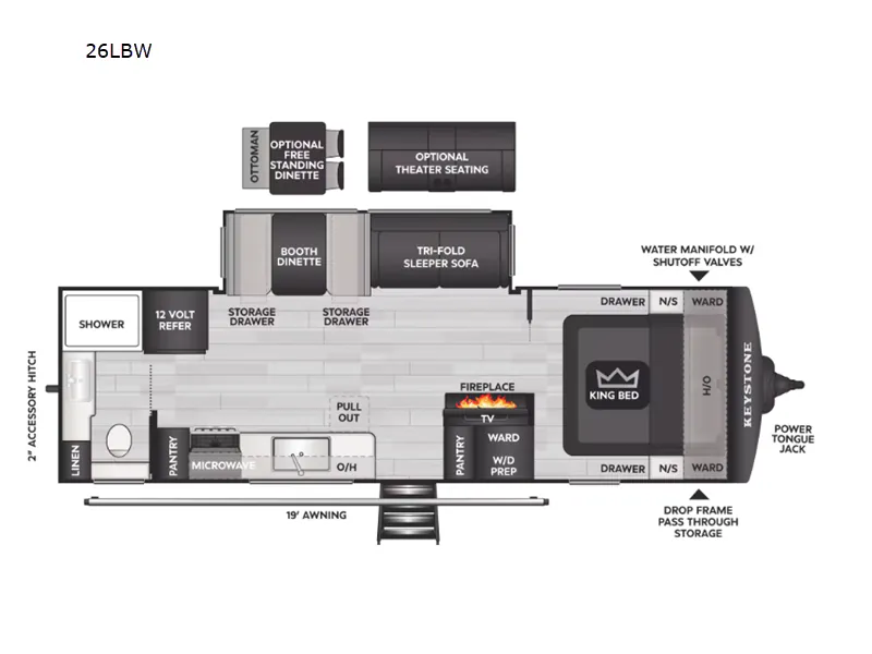 2027 Keystone Cougar Western Elevation 26LBWE - Floor plan