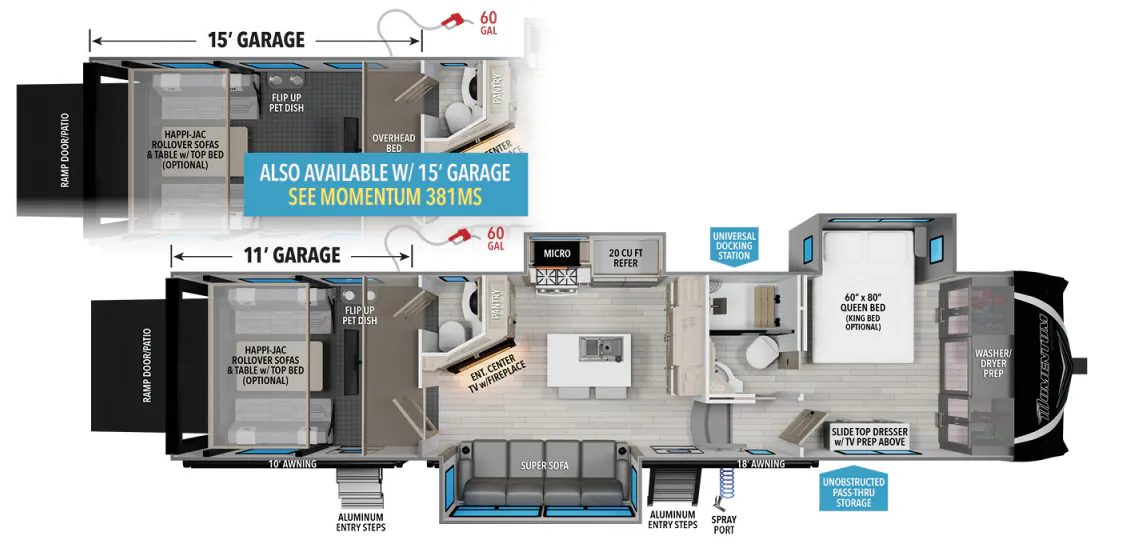 Grand Design Momentum M-Class 381MS floor plan