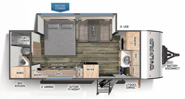 Forest River Cherokee Wolf Pup 18CBW floor plan