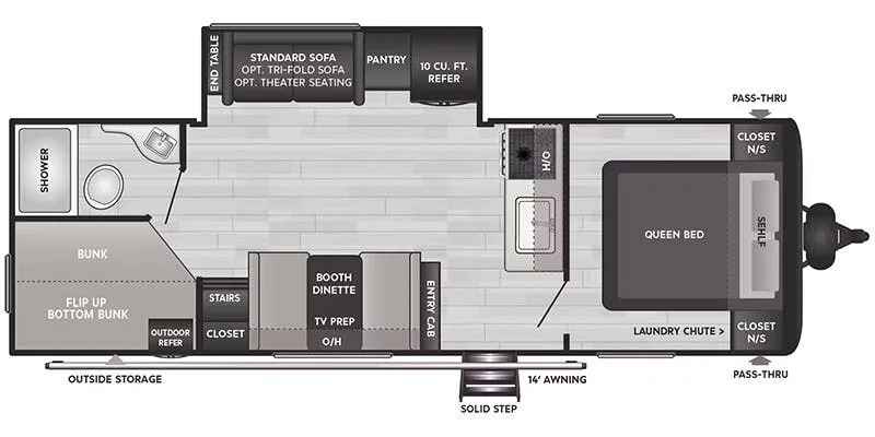Keystone Hideout East 25BHS floor plan