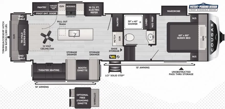 Keystone Cougar 290RLS floor plan