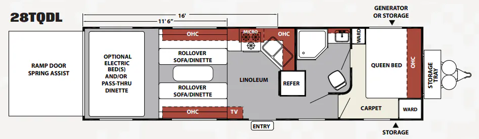 Forest River XLR Nitro 28TQDL floor plan