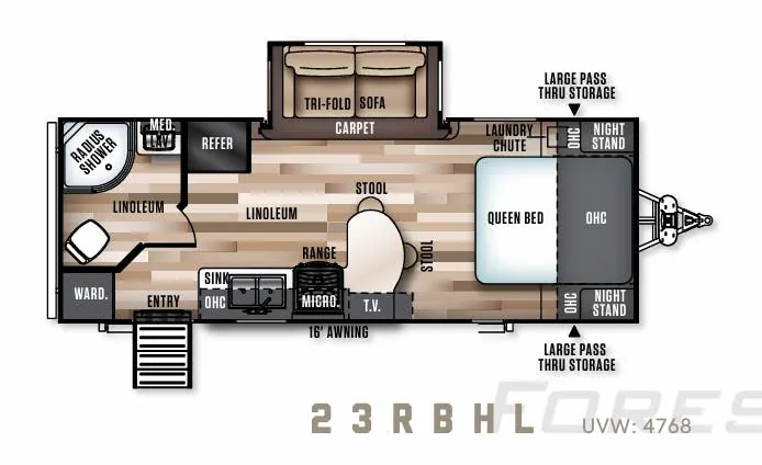 Forest River Wildwood Heritage Glen Hyper-Lyte Hemisphere 23RBHL floor plan