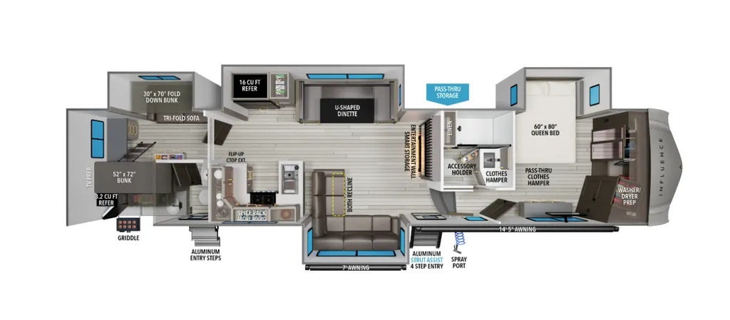 2027 Grand Design Influence 3904BH floor plan