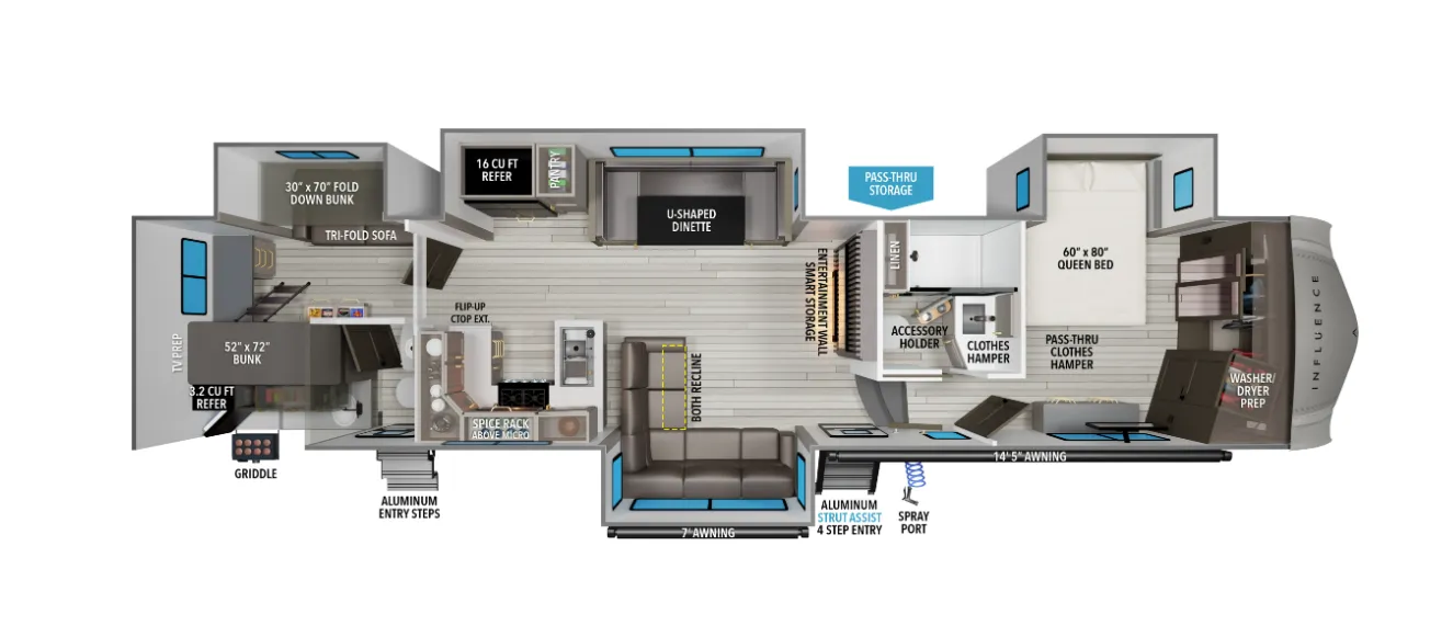 2027 Grand Design Influence 3904BH - Floor plan