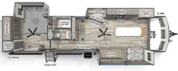 2024 Forest River Sandpiper Destination 402FK - Floor plan