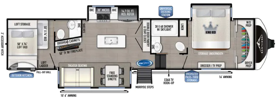 East to West Tandara 375BH-OK floor plan