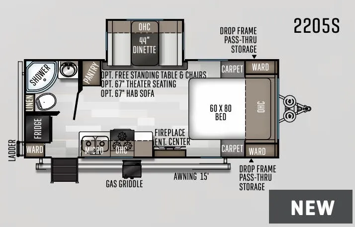 Forest River Rockwood Mini Lite 2205S floor plan