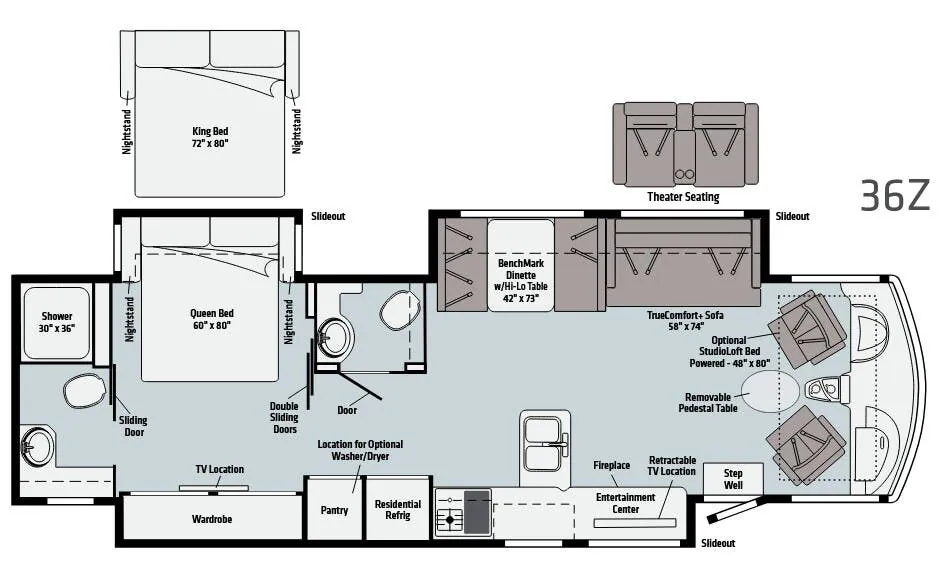2022 Winnebago Adventurer 36Z - Floor plan