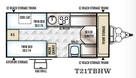 Forest River Flagstaff Hard Side T21TBHW floor plan