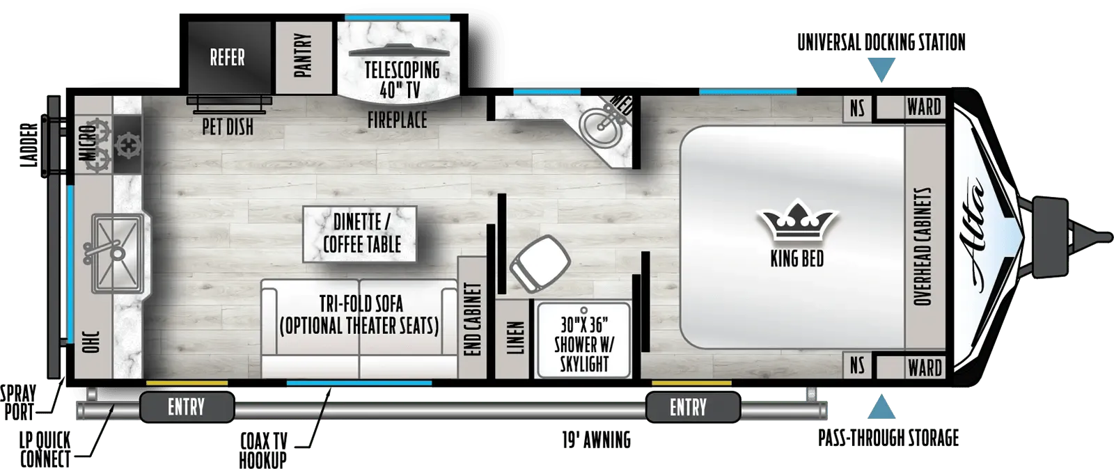 2024 East to West Alta 2350KRK - Floor plan