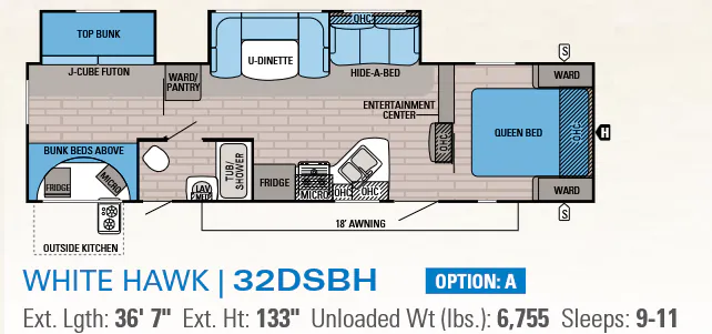 Jayco White Hawk 32DSBH floor plan