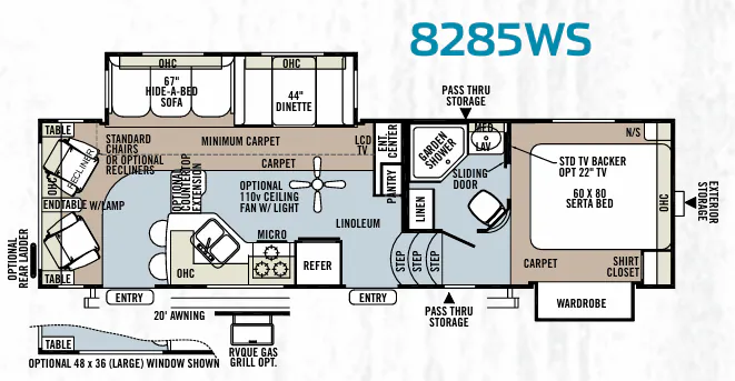 Forest River Rockwood Signature Ultra Lite 8285WS floor plan