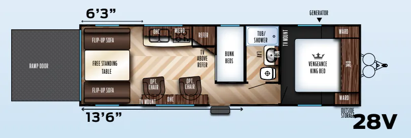 Forest River Vengeance Rogue 28V floor plan