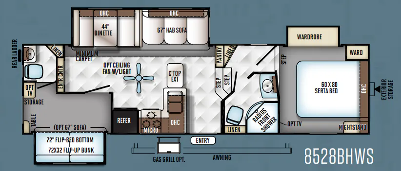Forest River Flagstaff Classic Super Lite 8528BHWS floor plan