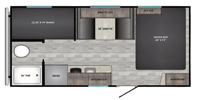 2022 CrossRoads Zinger Lite 18BH floor plan