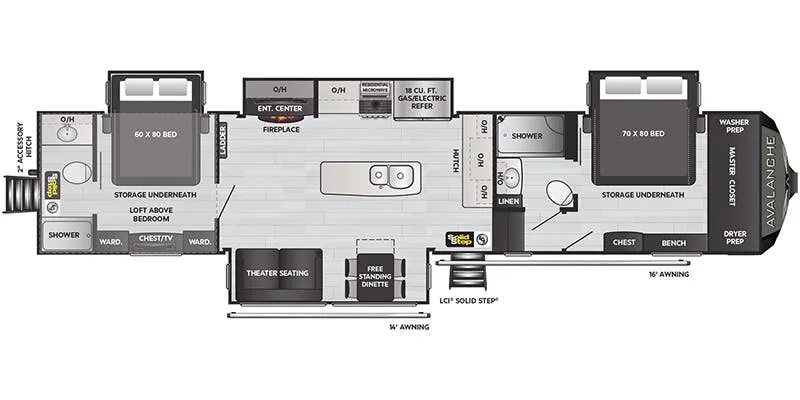 2022 Keystone Avalanche 390DS - Floor plan
