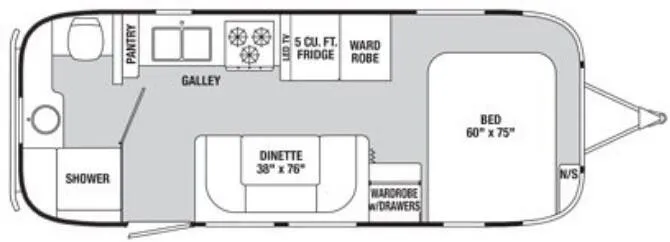 Airstream Flying Cloud 23FB floor plan