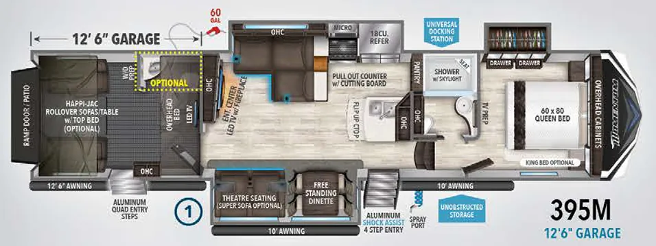 Grand Design Momentum M-Class 395M floor plan