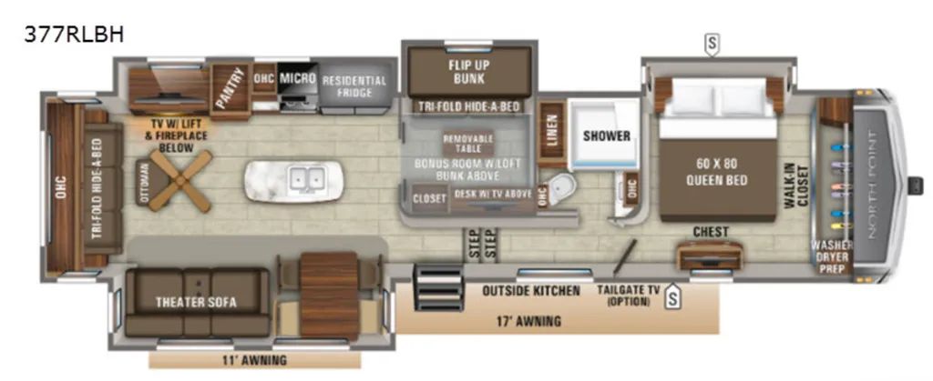 2021 Jayco North Point 377RLBH floor plan