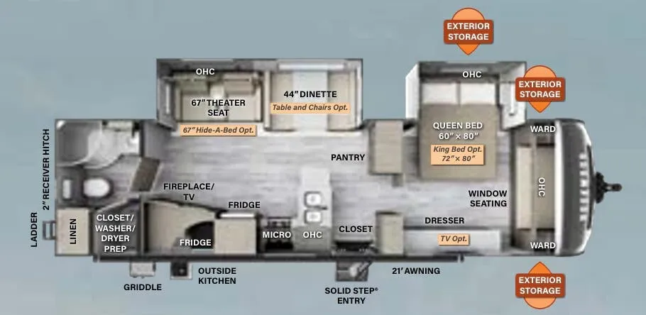 2023 Forest River Rockwood Ultra Lite 2912BS floor plan