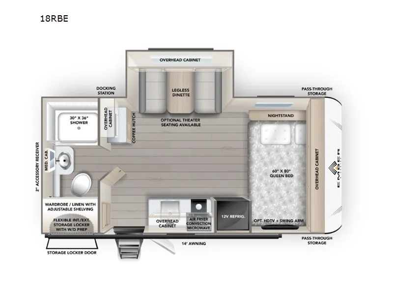 2026 Ember RV E-Series 18RBE floor plan