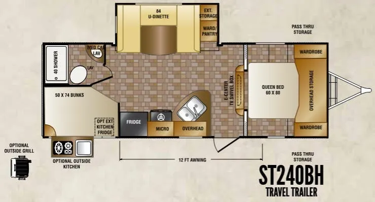 2014 CrossRoads Sunset Trail Super Lite ST240BH - Floor plan