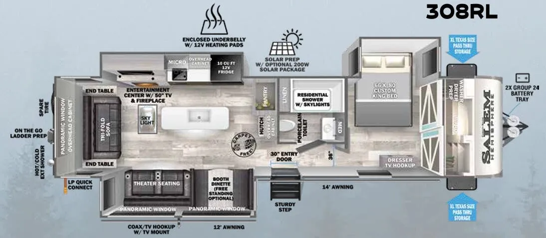 Forest River Salem Hemisphere 308RL floor plan