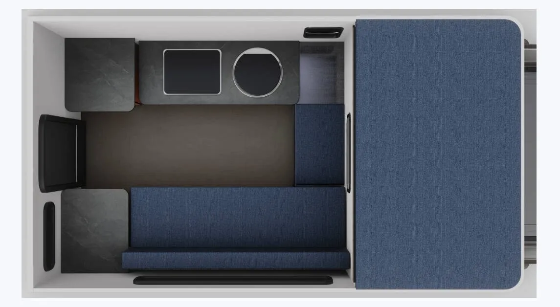 Four Wheel Camper Grandby ROLL OVER COUCH floor plan