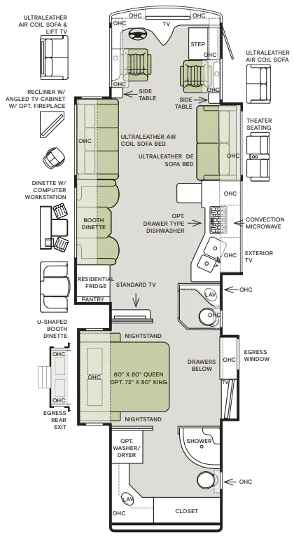 2011 Tiffin Phaeton 40 QBH - Floor plan