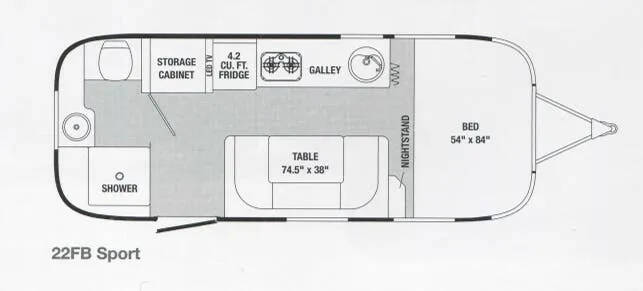 Airstream Sport 22FB floor plan