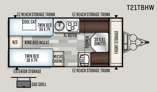 Forest River Flagstaff Hard Side T21TBHW floor plan