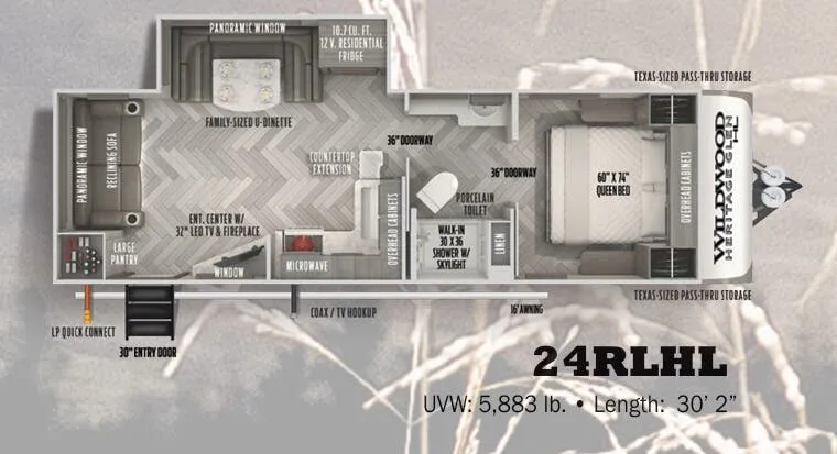 Forest River Wildwood Heritage Glen Hyper-Lyte 24RLHL floor plan