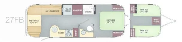 Airstream Flying Cloud 27FB floor plan