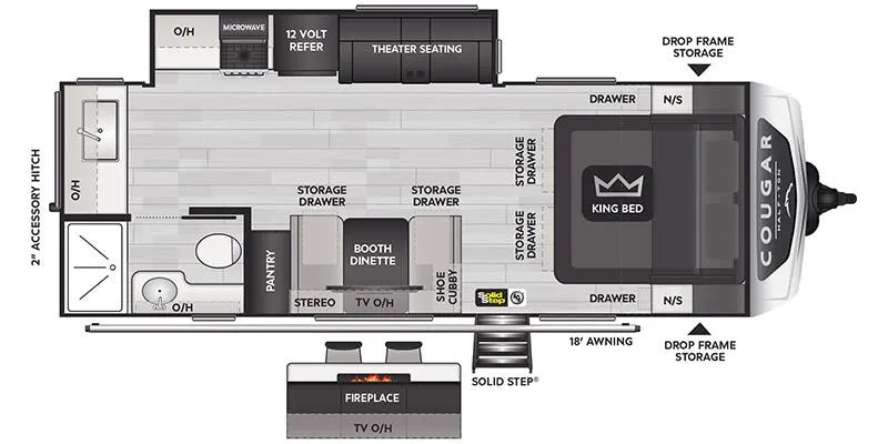2025 Keystone Cougar Half-Ton East 22MLS floor plan