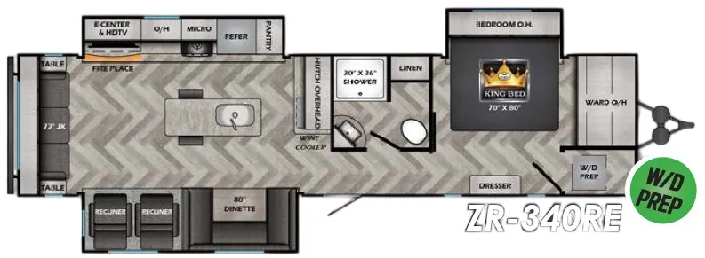 CrossRoads Zinger 340RE floor plan